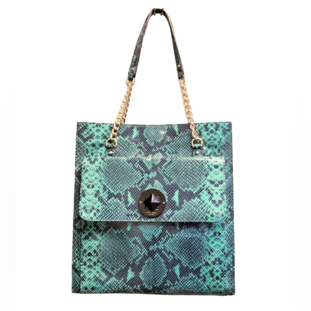 Kate Spade Denee South Kensington Teal Snakeskin Tote EUC - Picture 2 of 11